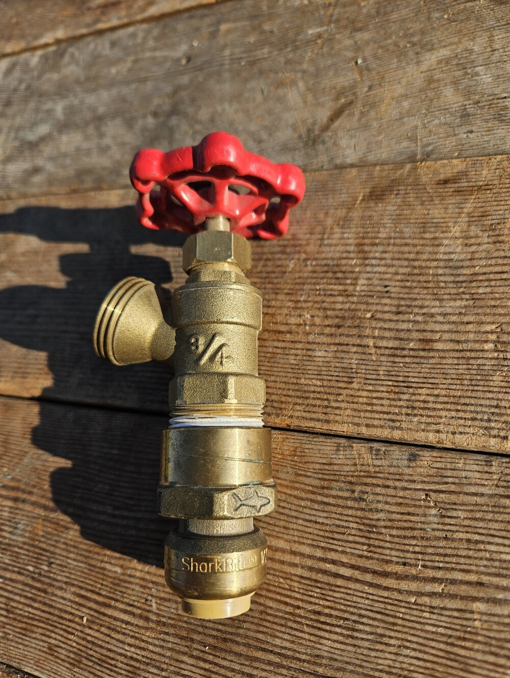 SHARKBITE Boiler Drain Valve 1/2" Push-to-Connect x 3/4" Hose Bibb Brass Red Han